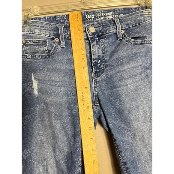 Gap Girlfriend Jeans Floral Print Distressed Skinny Womens Coquette Grunge 2/26 - Picture 6 of 9